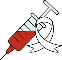 Awareness Ribbon With Injection Icon In Red And White Icon. vector