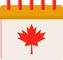 Maple Leaf Calendar Red And Yellow Icon In Flat Style. vector