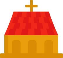 Yellow And Red Church Flat Icon Or Symbol. vector