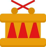 Snare Drum With Cross Sticks Red And Yellow Icon. vector