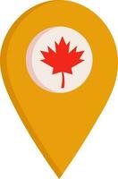 Canada Map Location Point Icon In Yellow And Red Color. vector