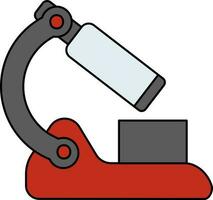 Flat Style Microscope Red And Grey Icon. vector