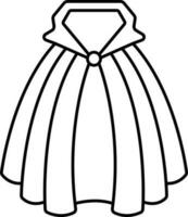 Black Color Outline Cape Icon in Flat Style. vector