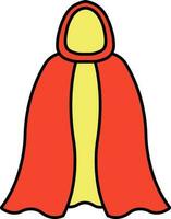 Cape or Cloak Icon in Red And Yellow Color. vector