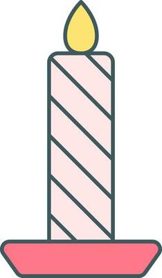 Burning Candle Icon In Pink Color.