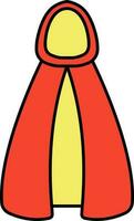 Red And Yellow Color Cloak Icon in Flat Style. vector