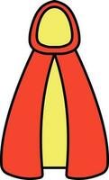 Red And Yellow Color Cloak Icon in Flat Style. vector