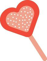 Heart Shaped Lollipop Icon In Red And White Color. vector