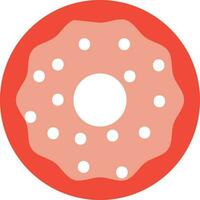 Donut Icon In Red And White Color. vector