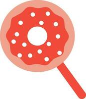 Red And White Color Lollipop Or Donut Stick Icon. vector