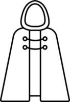 Isolated Black Outline Cape Icon. vector