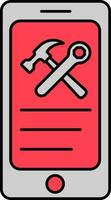 Mobile Repairing Or Service Icon In Grey And Red Color. vector