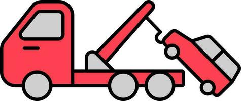 Towing Service Icon In Grey And Red Color. vector