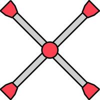 Cross Tubular Spanner Icon In Grey And Red Color. vector