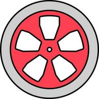 Rim Or Tyre Icon In Grey And Red Color. vector