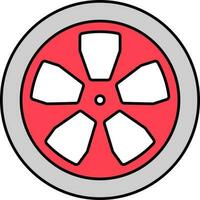 Rim Or Tyre Icon In Grey And Red Color. vector