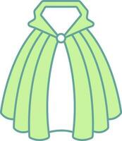 Green Color Outline Cape Icon in Flat Style. vector