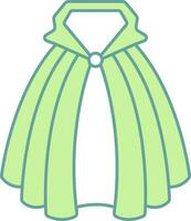 Green Color Outline Cape Icon in Flat Style. vector