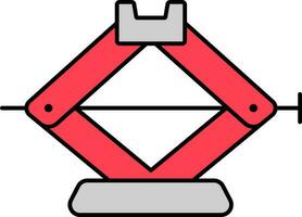 Scissor Jack Icon In Grey And Red Color. vector