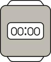 Digital Watch Icon In Gray And White Color. vector