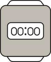 Digital Watch Icon In Gray And White Color. vector