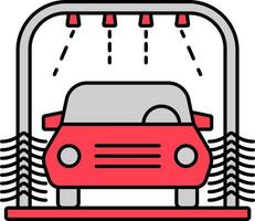 Automatic Car Wash Red And Orange Icon Or Symbol. vector