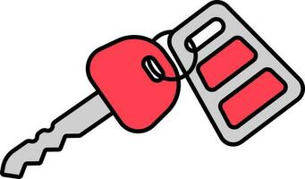 Key with Keychain Icon In Red And Grey Color. vector