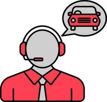 Customer Care With Vehicle For Car Service Or Automobile Red And Grey Icon. vector