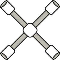 Cross Wrench Icon In Gray And White Color. vector