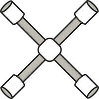 Cross Wrench Icon In Gray And White Color. vector