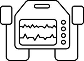 Defibrillator Icon In Black Outline. vector