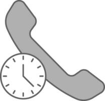 Flat Style Call Time Icon In Grey And White Color. vector