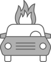 Burning Car Icon In White And Gray Color. vector