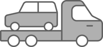 Car On Tow Truck Icon In Grey Color. vector