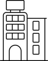 Building Icon In Black Line Art. vector