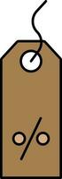 descuento etiqueta icono en marrón color. vector