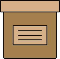 marrón color entrega caja icono en plano estilo. vector