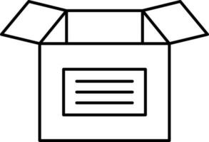 Black Line Art Open Box Icon In Flat Style. vector