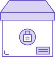 Locked Parcel Box Icon In Purple And White Color. vector