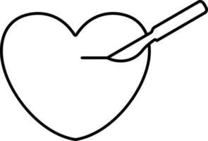 Heart Surgery Icon In Line Art. vector