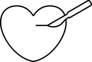 Heart Surgery Icon In Line Art. vector