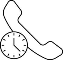 Flat Style Call Time Icon In Line Art. vector