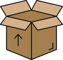 Open Box Icon In Brown Color. vector