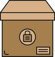 Locked Parcel Box Icon In Brown Color. vector