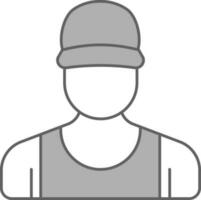Faceless Young Man Wearing Sleeveless Inner With Cap Icon In Grey And White Color. vector