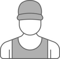 Faceless Young Man Wearing Sleeveless Inner With Cap Icon In Grey And White Color. vector