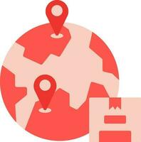 Global Parcel Tracking Icon In Red Color. vector