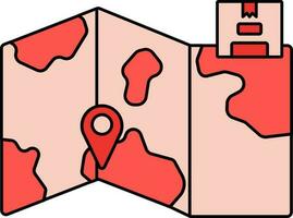 Parcel Tracking Map Icon In Red Color. vector