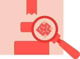 Red Illustration Of Searching Barcode In Parcel Icon. vector