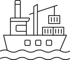 Stroke Style Cargo Ship Icon Or Symbol. vector